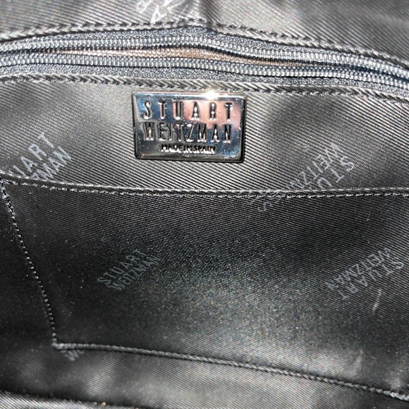 Stuart Weitzman Vintage Shoulder Bag Purse Black Leather and Grey Wool - Picture 6 of 8